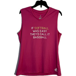Adidas Softball Sleeveless Shirt Women's Small Pink AEROREADY Graphic (b2)